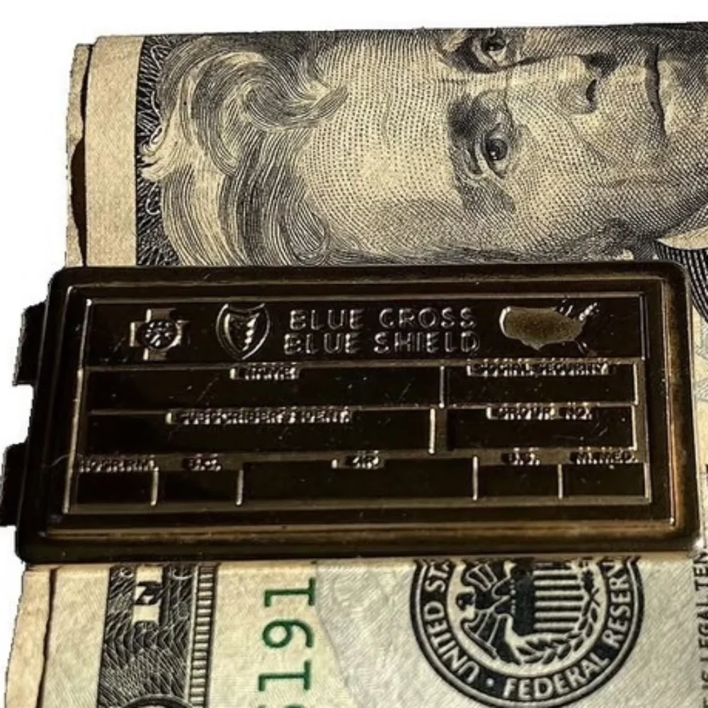 Anson Money Clip, Gold Tone. BLUE CROSS BLUE SHIELD. Vintage Rare